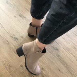 NAK suede beige leather ankle boots.
